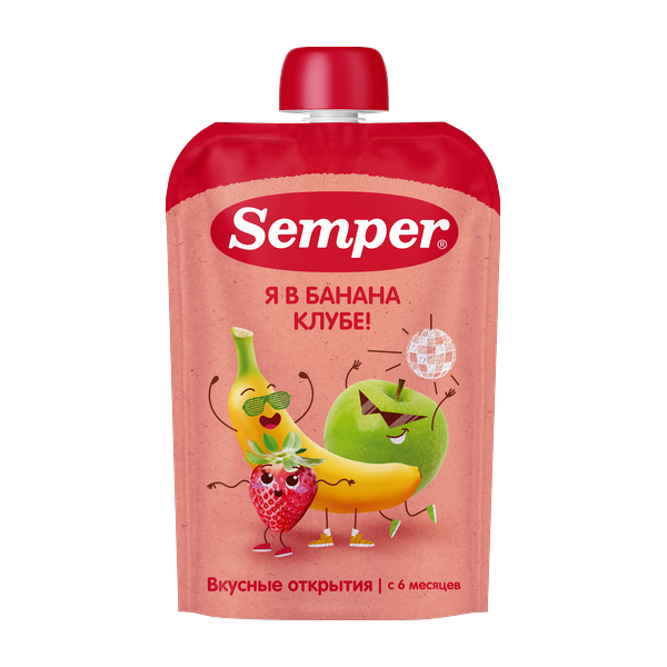 Бананово-клубничное пюре с кашей