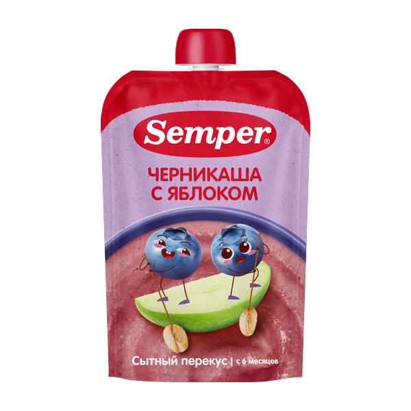 Яблочно-черничное пюре с кашей