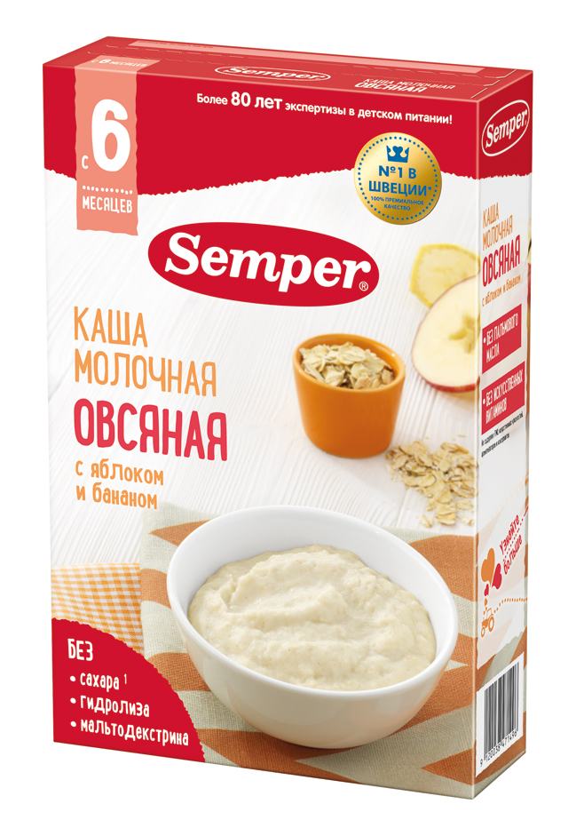 Молочная каша овсяная с яблоком и бананом