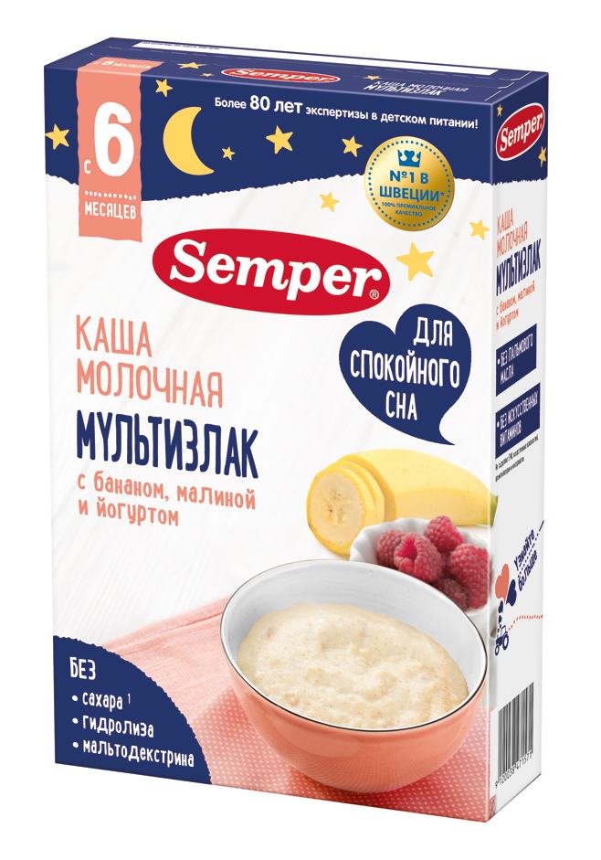 Молочная каша Мультизлак с бананом, малиной и йогуртом"Для спокойного сна" ночная