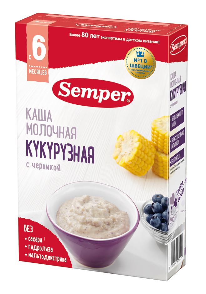 Молочная каша кукурузная с черникой