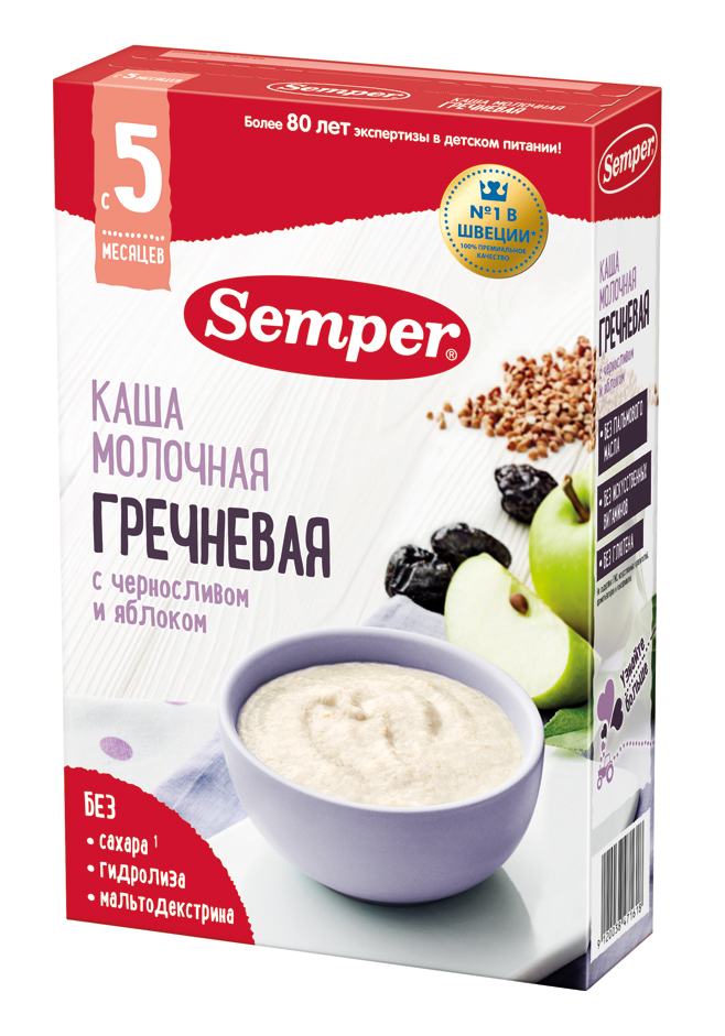 Молочная каша гречневая с черносливом и яблоком