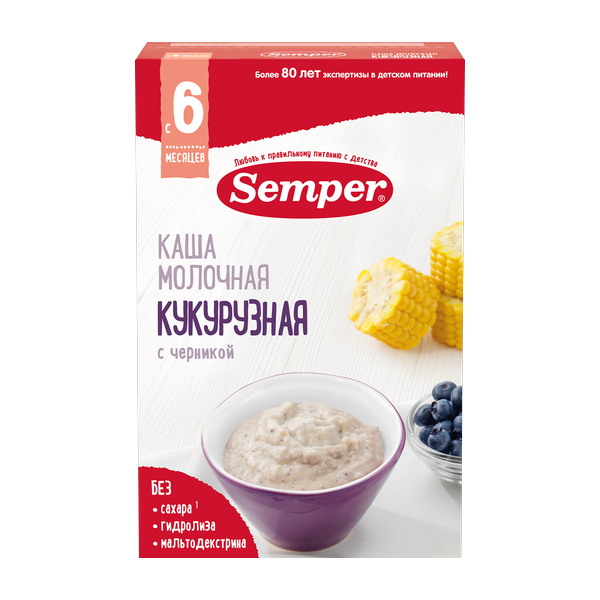Молочная каша кукурузная с черникой